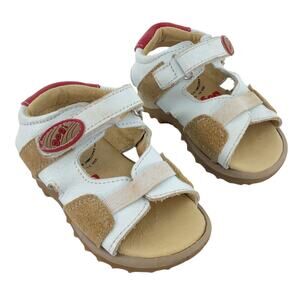 Dogi White & Red Leather Sandals Unisex Baby Size 6.5 Pre-Owned